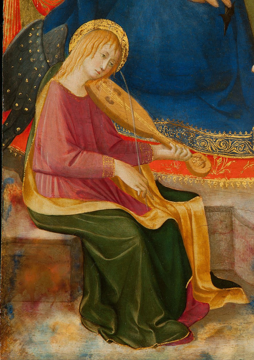 Madona pokory se dvěma hudebními anděly. Detail: Musician Angel, c1450. od Zanobi Strozzi