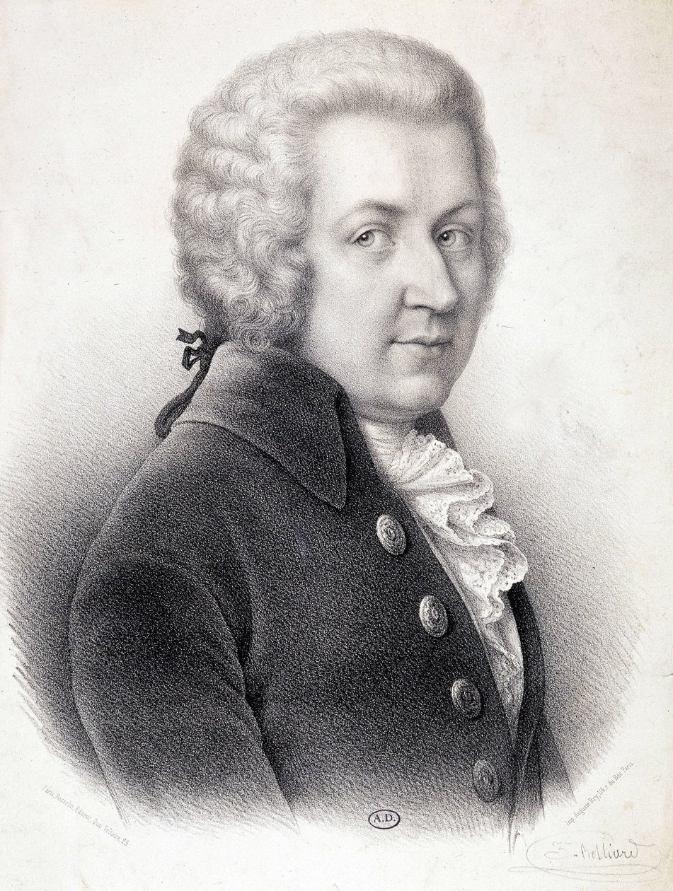 Portrét v bustě Wolfganga Amadea Mozarta (1756-1791) - od Belliard, rytina od Zephirin Felix Jean Marius Belliard