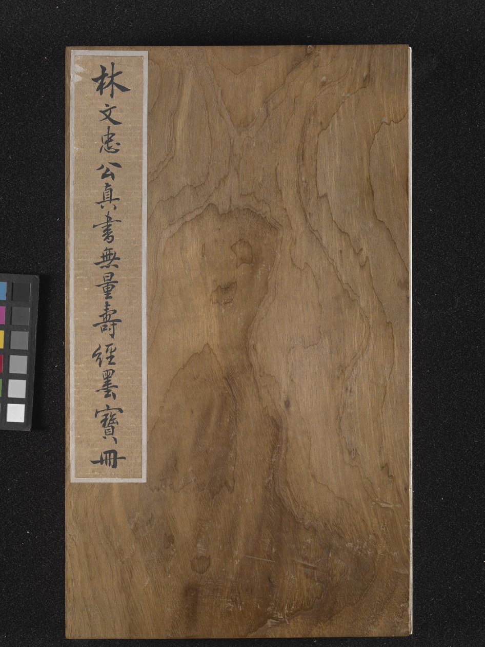 Přední strana obálky Sutra věčného života (Wu Liang Shou Jing) 1837 (zlatá barva na modrém papíře) od Zexu Lin