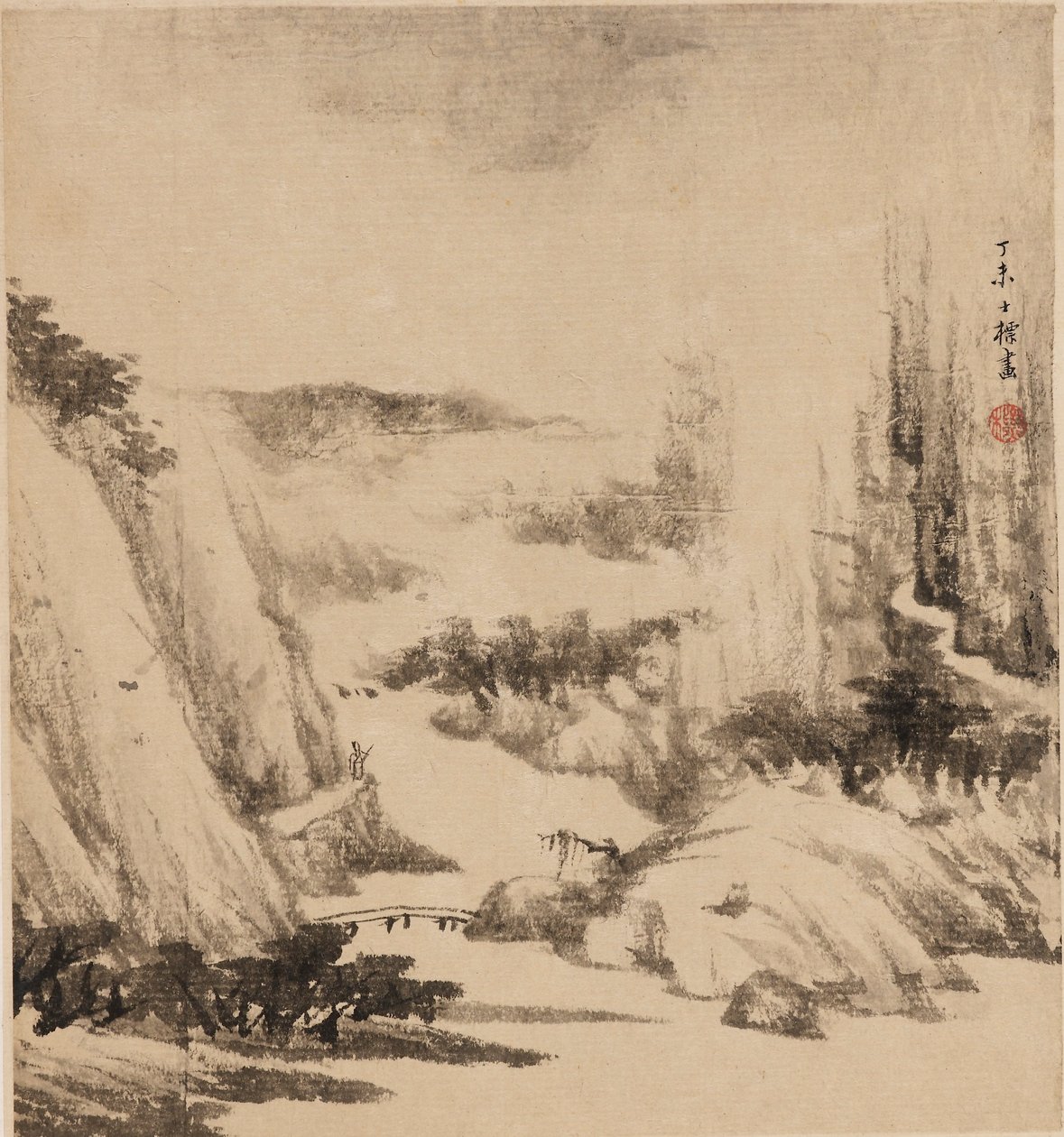 Říční krajina, 1667 od Zha Shibiao