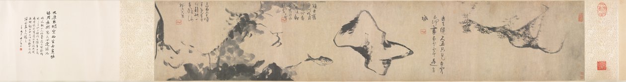 Fish and Rocks, střední až pozdní 1600 (inkoust na papíře) od Bada Shanren