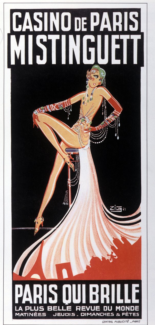 Plakát Mistinguett (Mistinguette) v Casino de Paris od Zig. 1931.DR od Zig