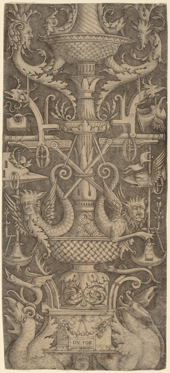 Ozdobný panel s draky, maskami a válečnými nástroji, c. 1505. od Zoan Andrea