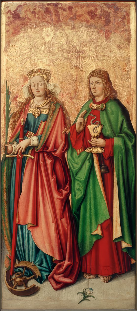 Curyšský mistr fialky, sv. Kateřina a Johannes Evangelist od Zürcher Veilchenmeister