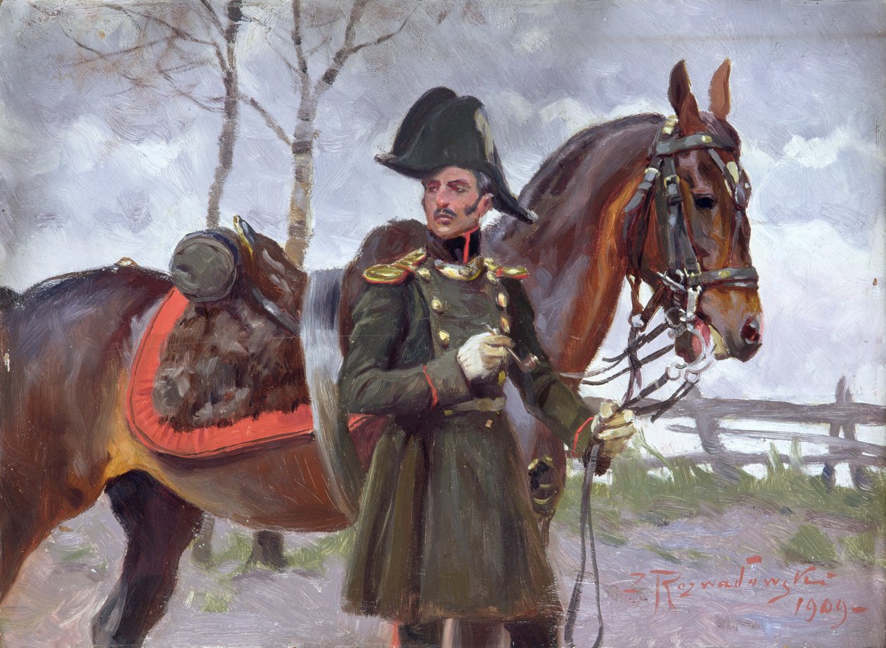 Napoleonský voják s koněm od Zygmunt Rozwadowski