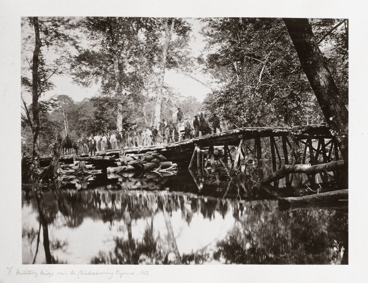 Vojenský most přes Chickahominy, Virginie, USA, c 1862 od Ferdinand Georg Waldmuller