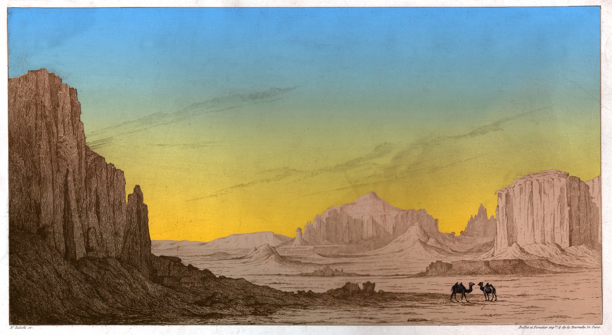 Pohoří Aktau, cca 1850 (rytina) od . .