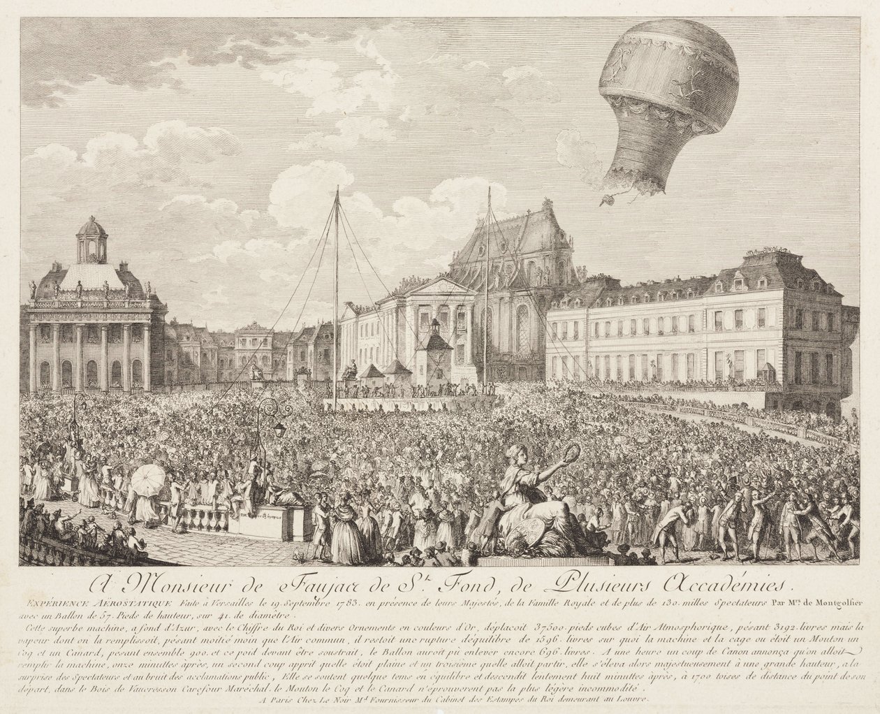 Výstup na balón Montgolfier ve Versailles od Frederick (attr. to) Barnard