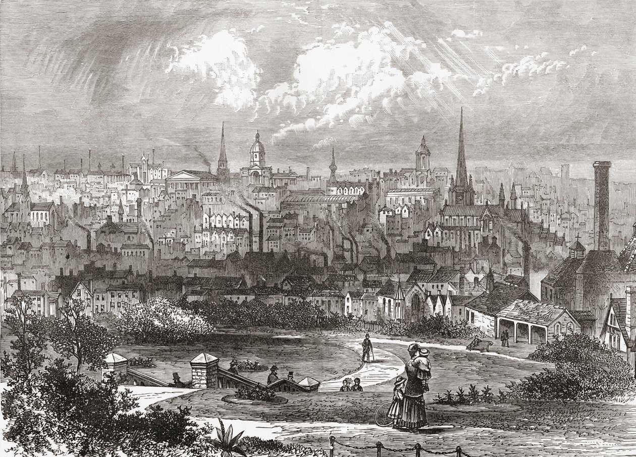 Birmingham, West Midlands, Anglie na konci 19. století, z Our Own Country publikováno 1898 od Ferdinand Georg Waldmuller