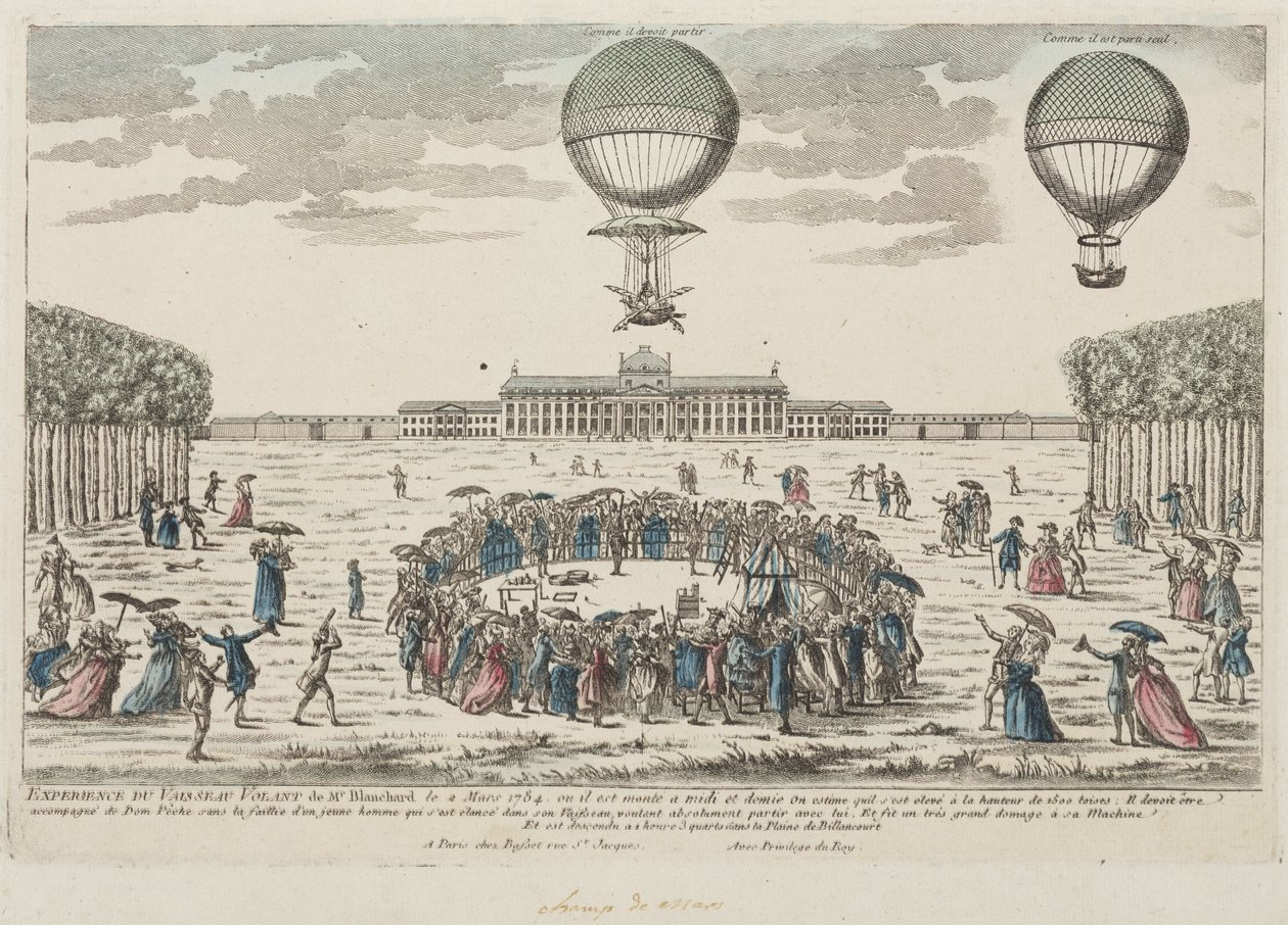 Blanchardův první výstup v balonu, 2. března 1784 od Frederick (attr. to) Barnard