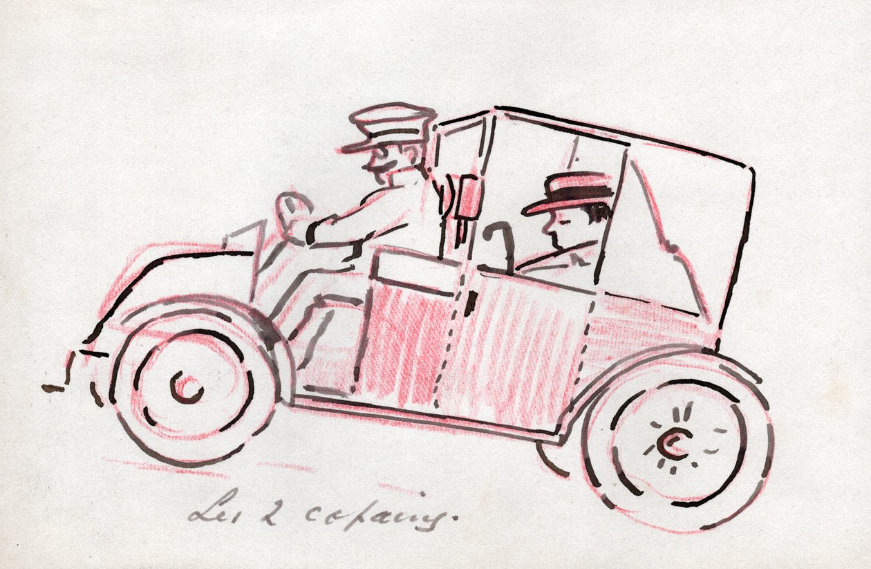 Auto s řidičem. kolem roku 1910 (kresba) od . .