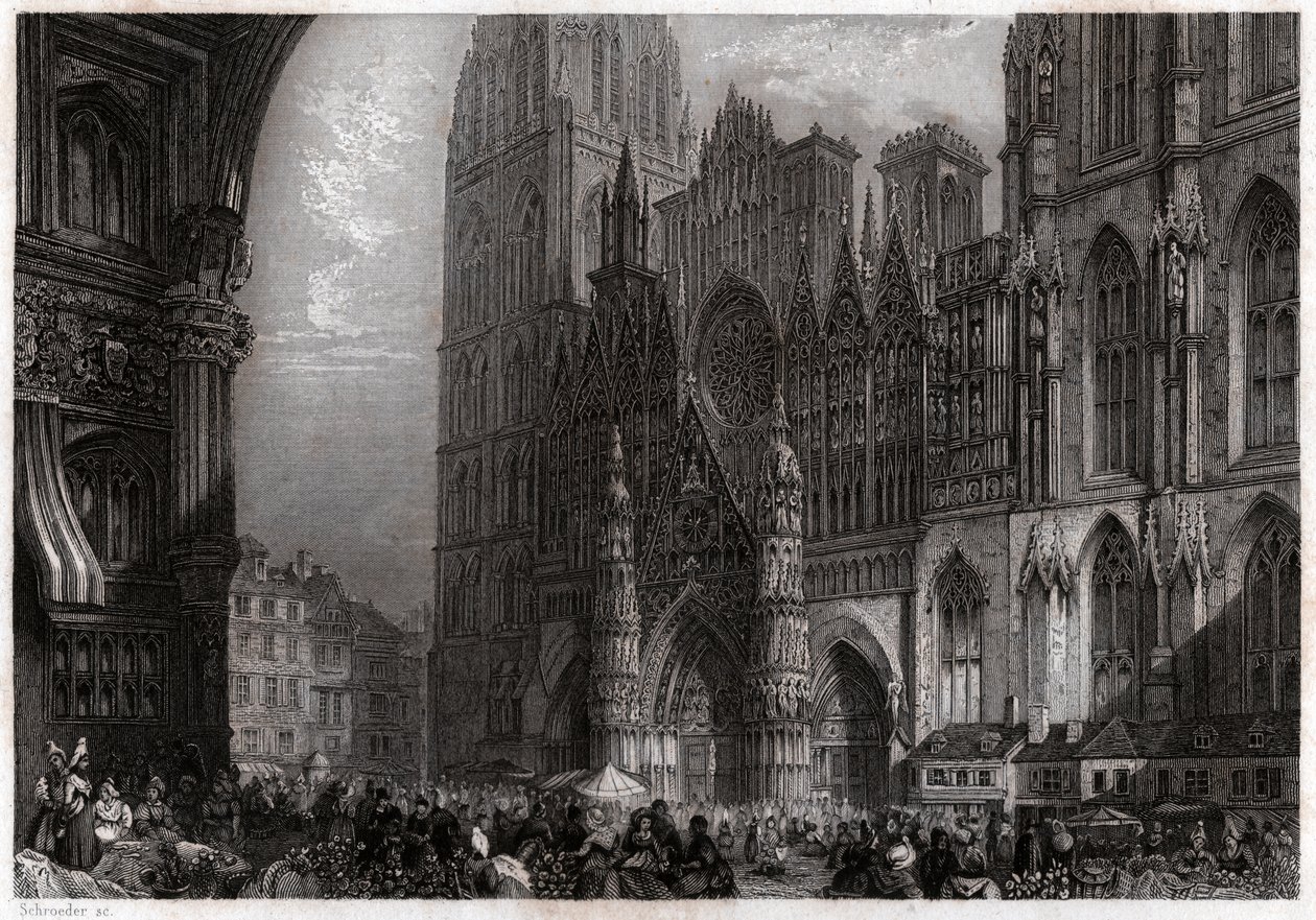 Cathedrale de Rouen, circa 1850 (rytina) od . .