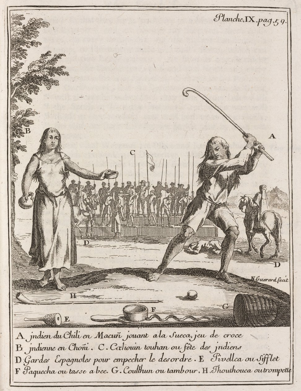 Chilský Indián hrající typ hokeje od Frederick (attr. to) Barnard