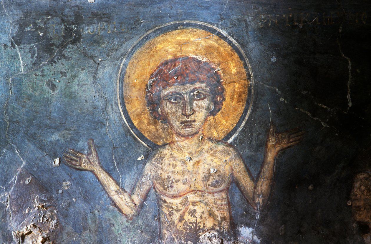 Kristus, freska v byzantském kostele Agios Georgios Sfakiotis, Diavaide, Kréta, Řecko (foto) od Georg Carl Heinrich Dollmann