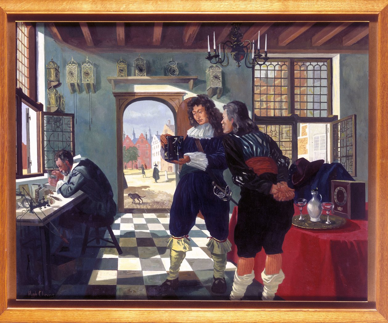 Tvůrci hodin a hodinek Christiaan Huygens v hodinářství Salomona Costera od Frederick (attr. to) Barnard