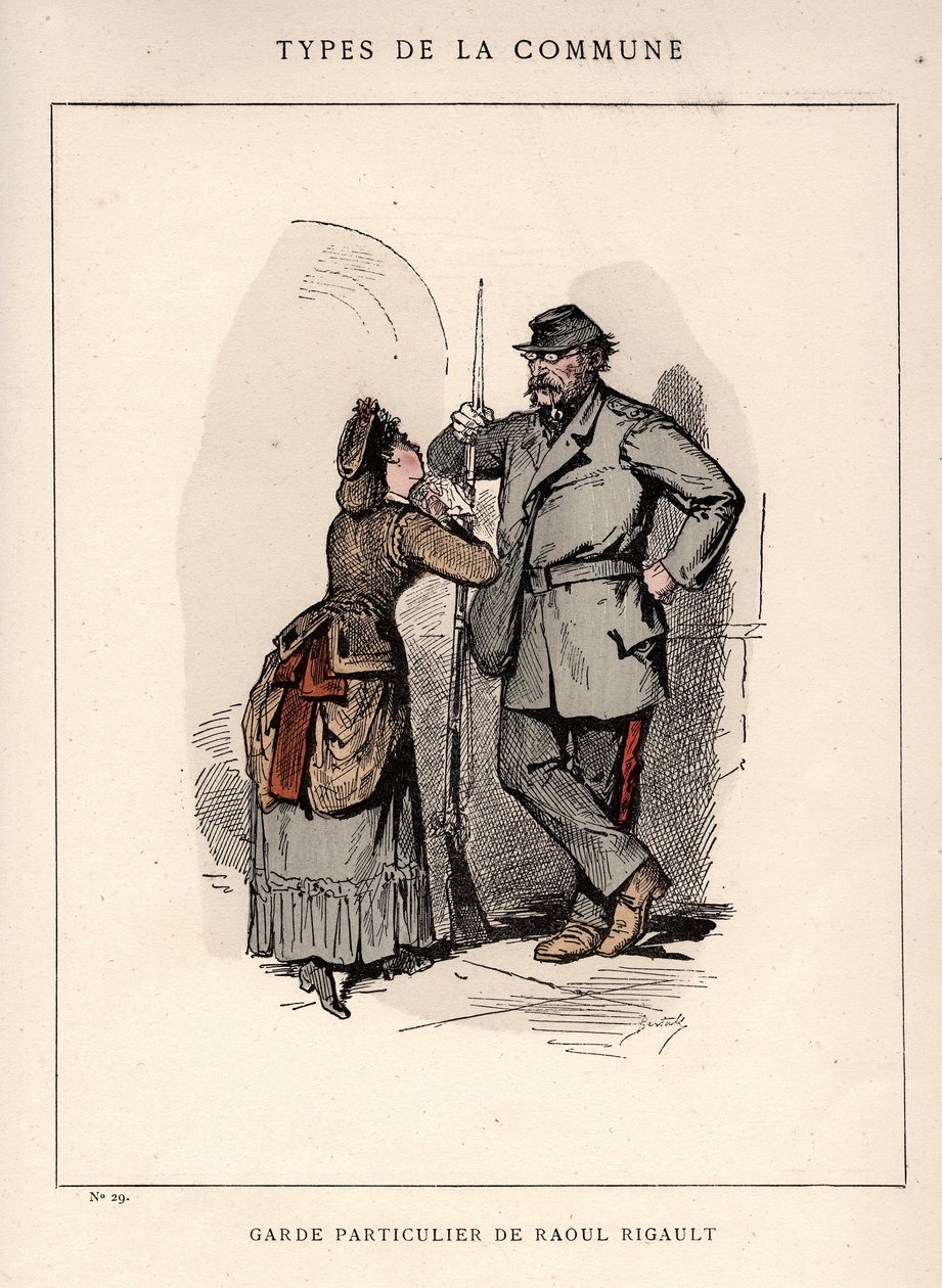 Pařížská komuna: oblek GARDE PARTICULAR DE RAOUL RIGAULT (29) v „“ Les Communeux od Frederick (attr. to) Barnard