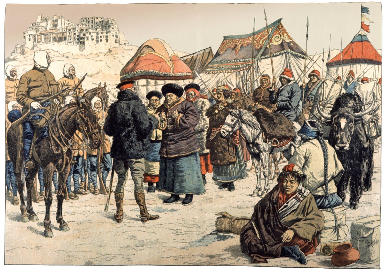 Dobývání Tibetu. 1902 (rytina) od . .
