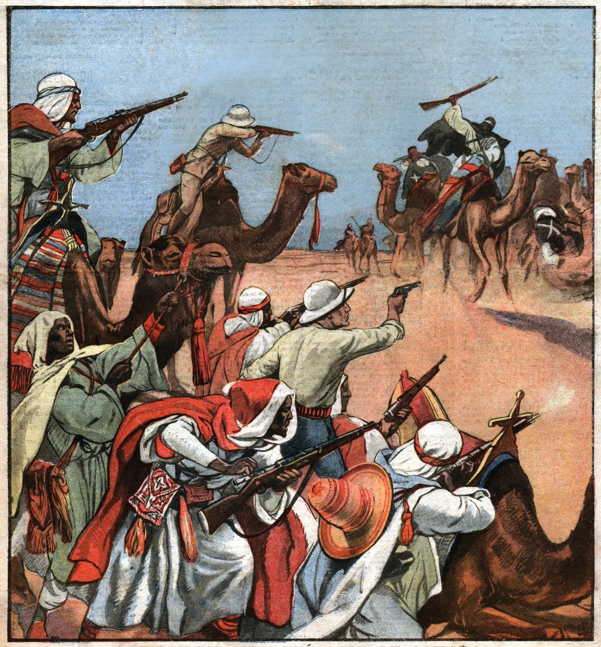 Koloniální konvoj v Maghrebu. Koloniální francouzský konvoj v Maghrebu. od Ferdinand Georg Waldmuller