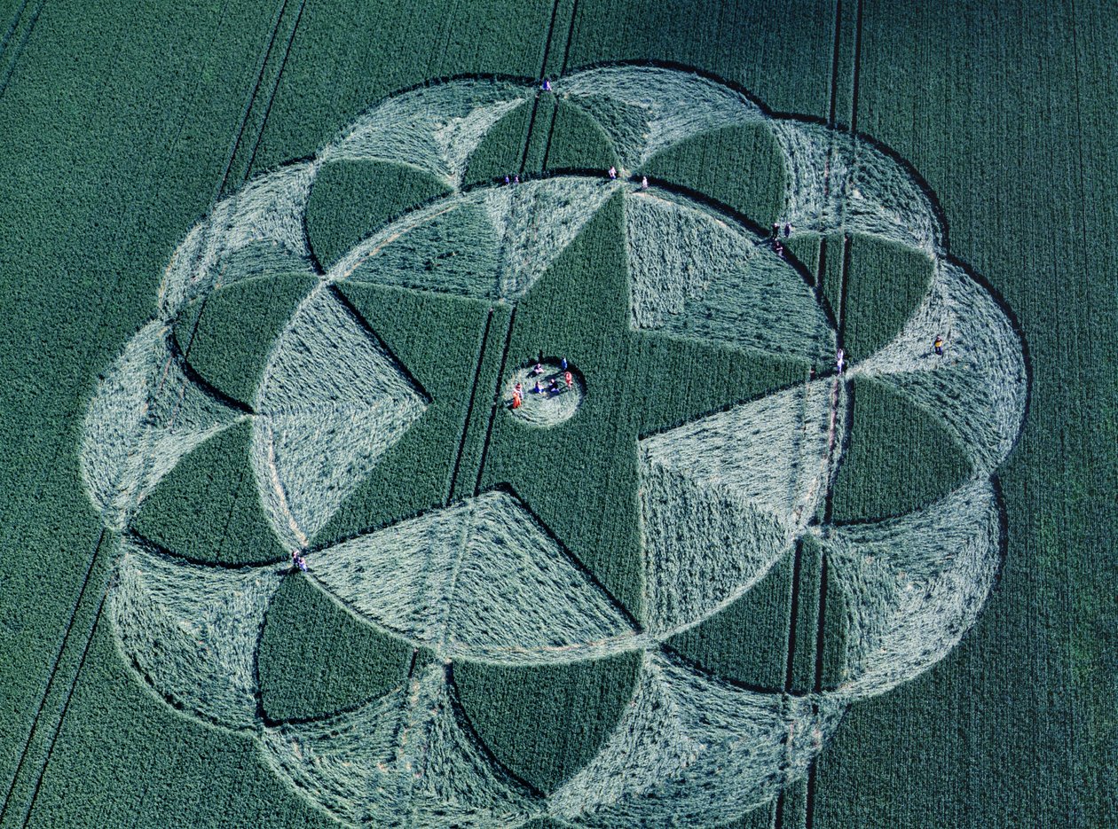 Kruh v obilí na poli ječmene, Avebury Trusloe, Wiltshire, 20. června 1998 (letecký snímek) od Ferdinand Georg Waldmuller