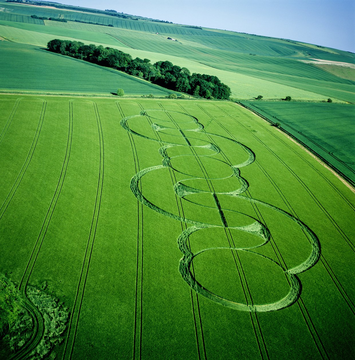 Kruh v obilí na poli ječmene, Beckhampton, Wiltshire, 5. června 2005 (letecký snímek) od Ferdinand Georg Waldmuller