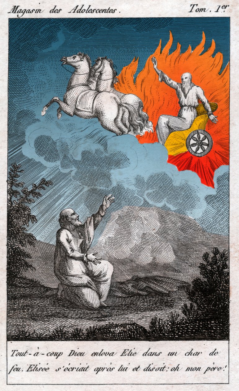 Eliáš vzlétá k obloze, kolem roku 1880 (rytina) od . .