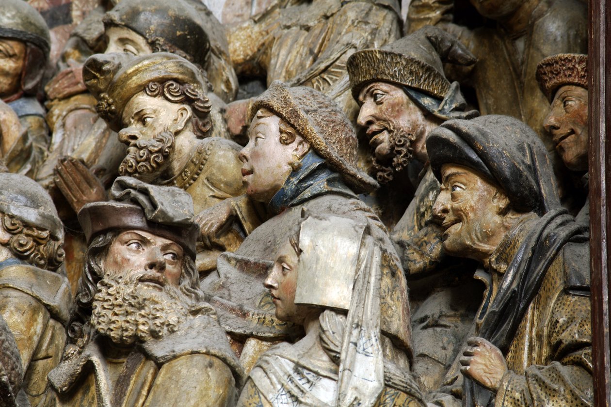 FRANCIE. Hauts-de-France. SOUČET. Amiens. Katedrála Panny Marie. Jižní stěna kůru. Detail basreliéfů zobrazujících příběh svatého Fermína (Firmin d