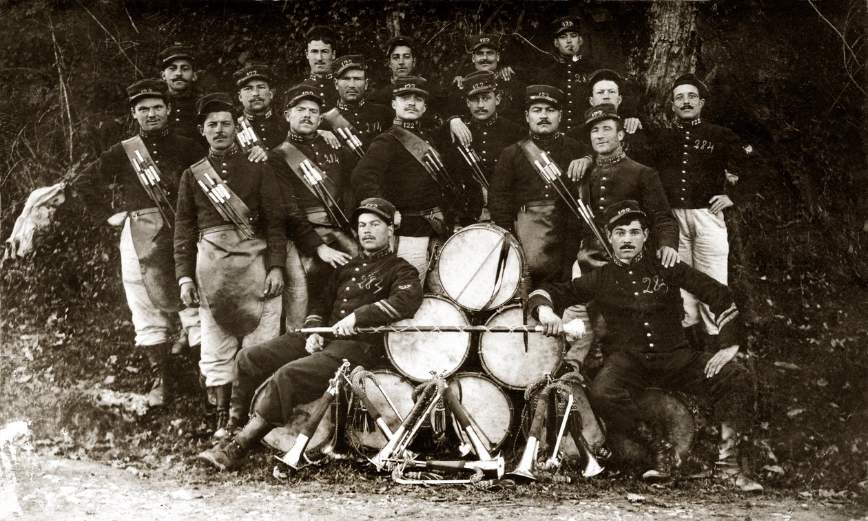 Fanfára 122. francouzského pěšího pluku během první světové války 14-18 (čb foto) od . .
