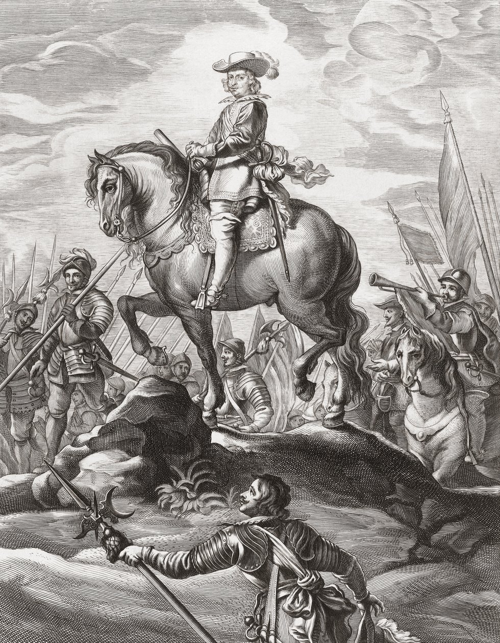 Ferdinand Rakouský vedoucí vojska přes Alpy, červenec 1634 od . .