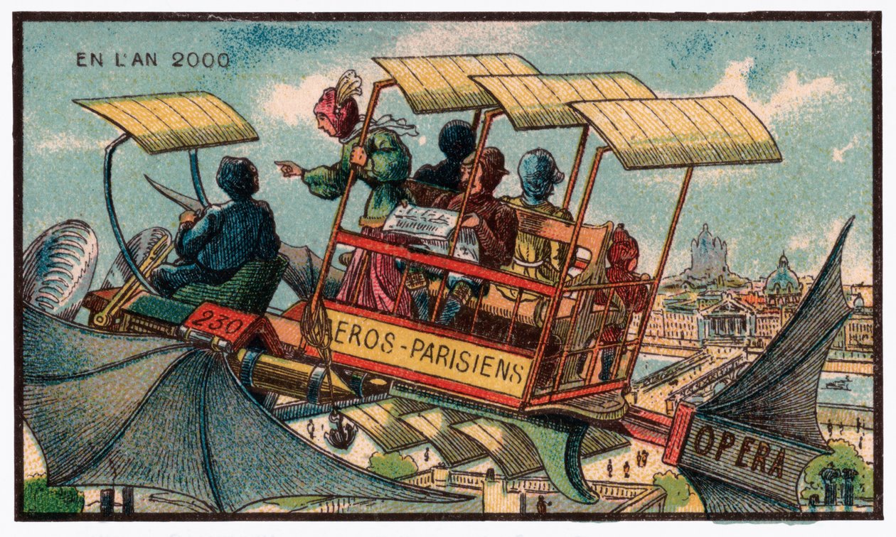 Létající autobus v Paříži, kolem roku 1910 od . .