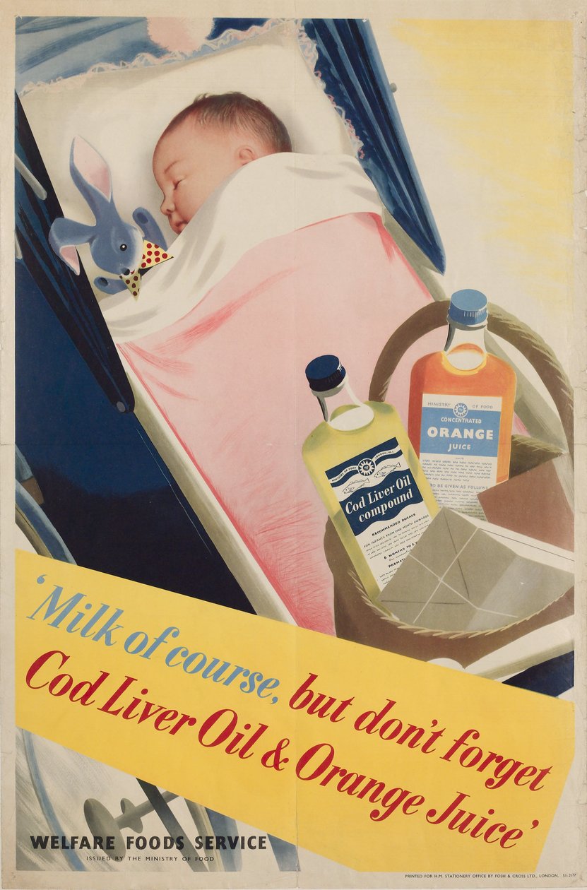 Zdravotní výchova ïMilk samozřejmě, plakát, c 1950 od Frederick (attr. to) Barnard