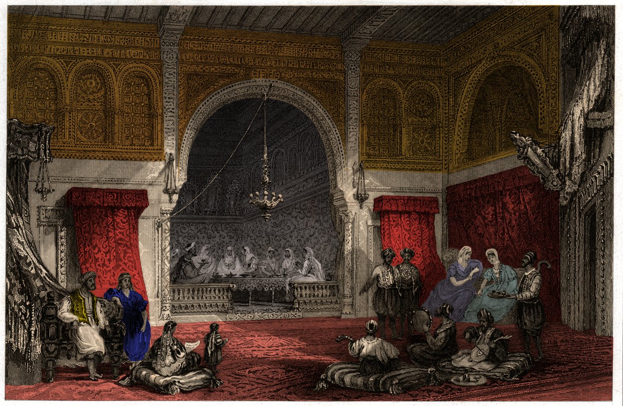 Interiér v Alžírsku, cca 1840 (rytina) od . .