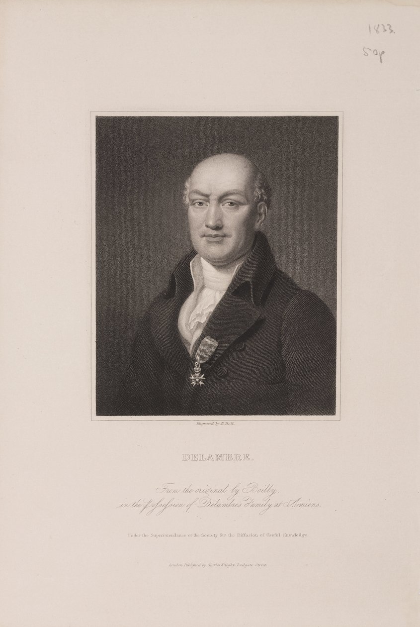 Jean Baptiste Joseph Delambre, francouzský astronom, c 1810s od Frederick (attr. to) Barnard