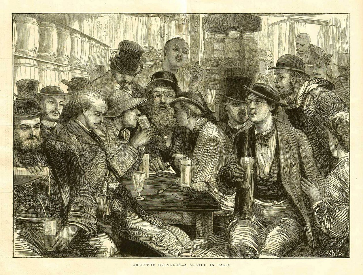Pijáci absinthu, Paříž 1872 od Frederick (attr. to) Barnard
