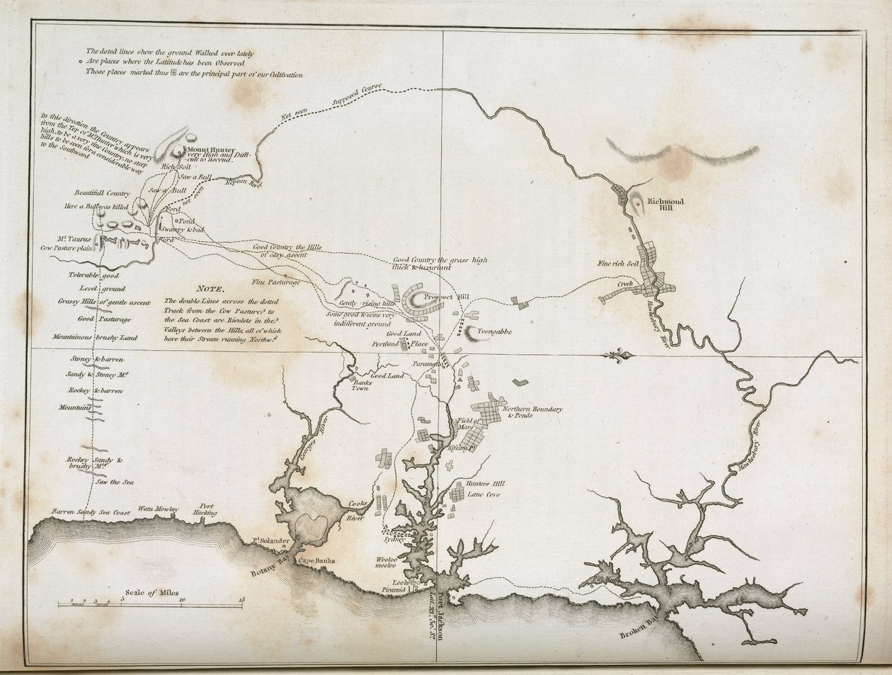 Mapa Sydney a okolních oblastí, Austrálie, c 1798 od Frederick (attr. to) Barnard