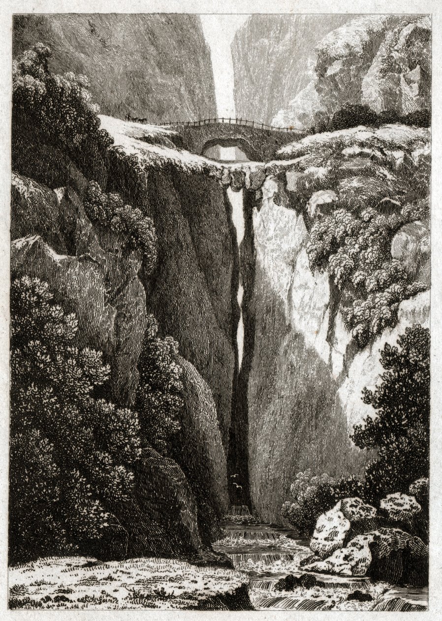 Přírodní mosty Icononzo, Kolumbie. ca. 1840 (rytina) od . .