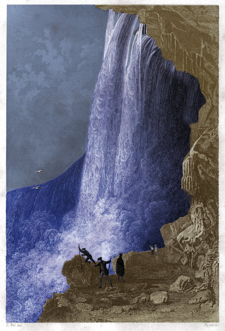 Niagarské vodopády, USA. cca 1860 (rytina) od . .