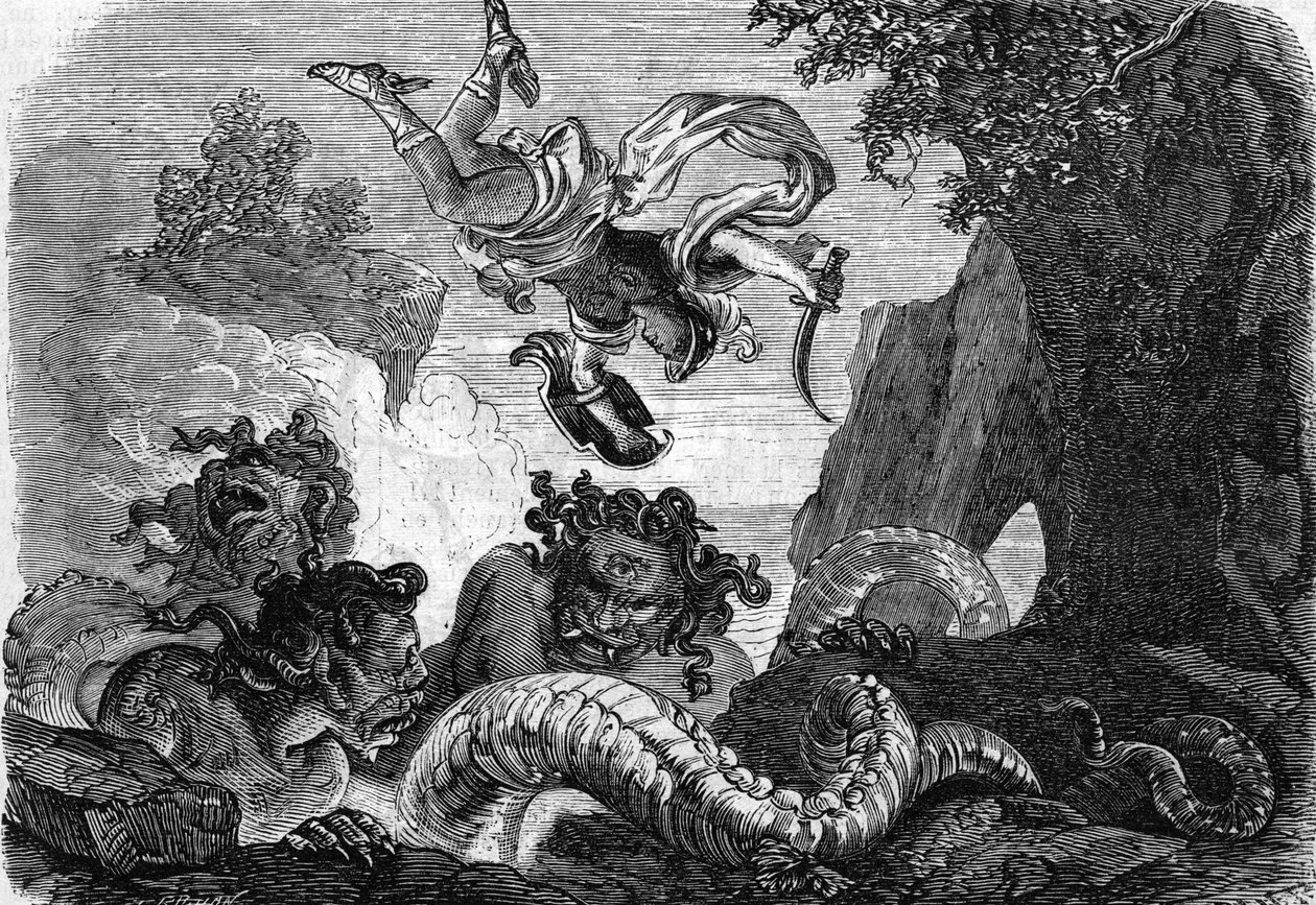 Perseus bojuje s Gorgonou od . .