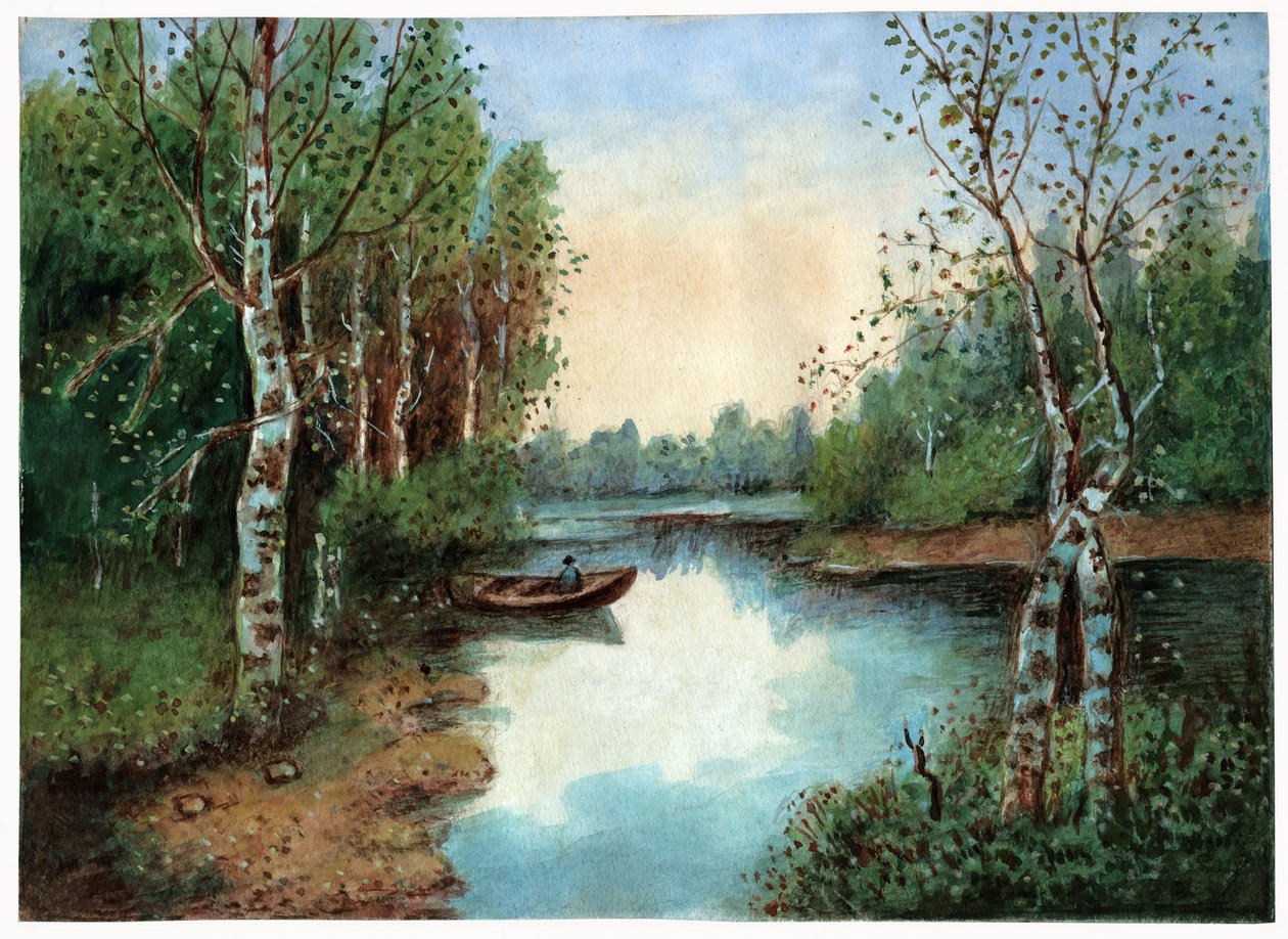 Rybník s lodí, cca 1930 od . .