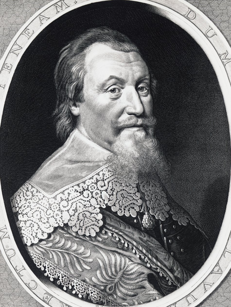 Portrét Axela Gustafssona Oxenstierny (1583-1654), lorda vysokého kancléře Švédska, rytina od William Walcutt