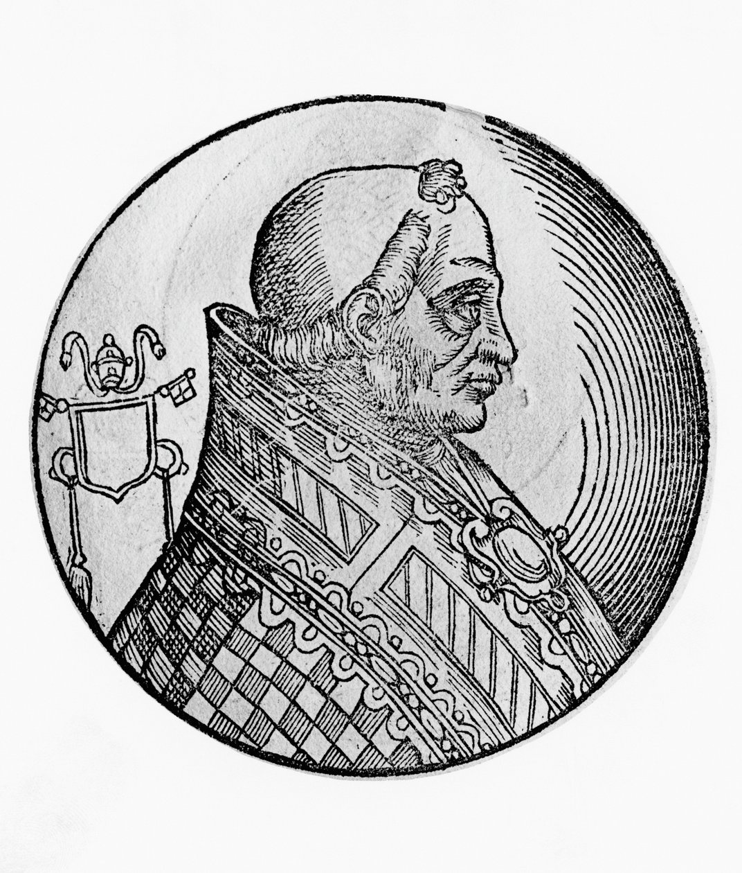 Portrét Bonifáce II. (zemřel 532), 55. papež katolické církve z roku 530, rytina od William Walcutt