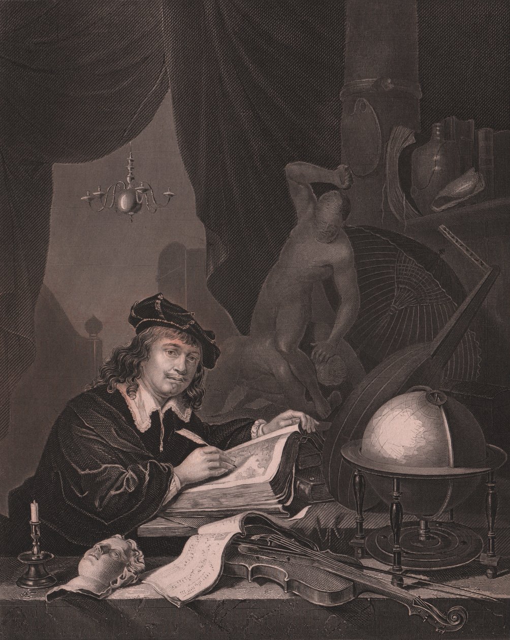 Portrét nizozemského malíře Gerrita Dou (1613-1675), rytina Alberta Henryho Painea z malby Gerrit Dou, z Payne