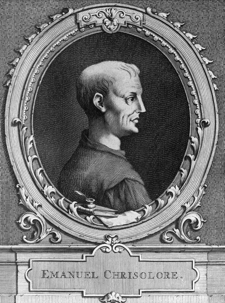 Portrét Emanuele Crisolora (1350-1415), byzantského humanisty, rytina od William Walcutt