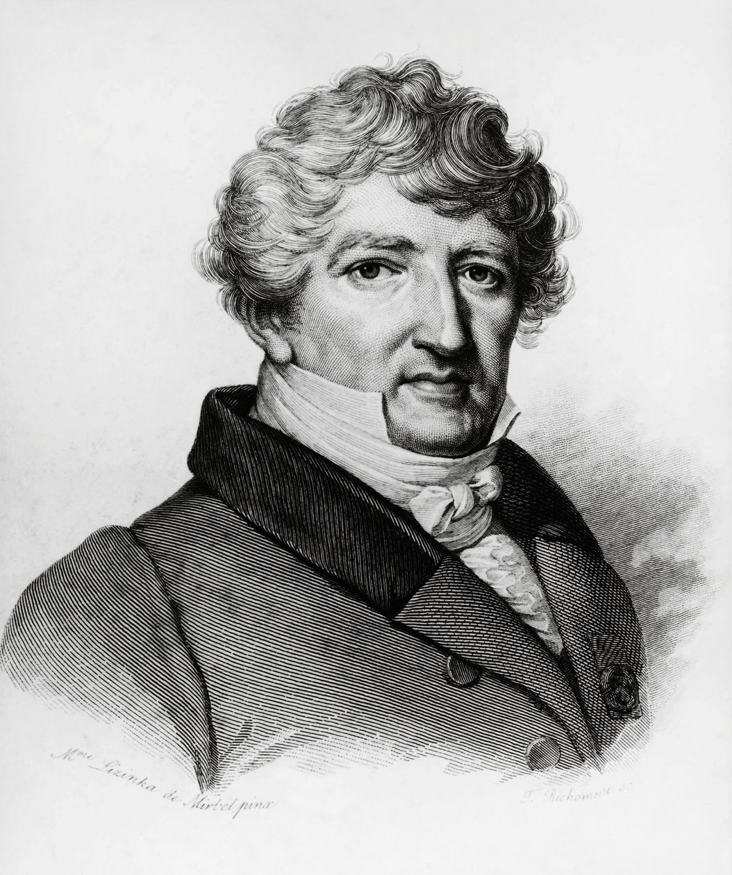 Portrét Georges Leopold Chretien Frederic Dagobert Cuvier (1769-1832), francouzský biolog, rytina od William Walcutt