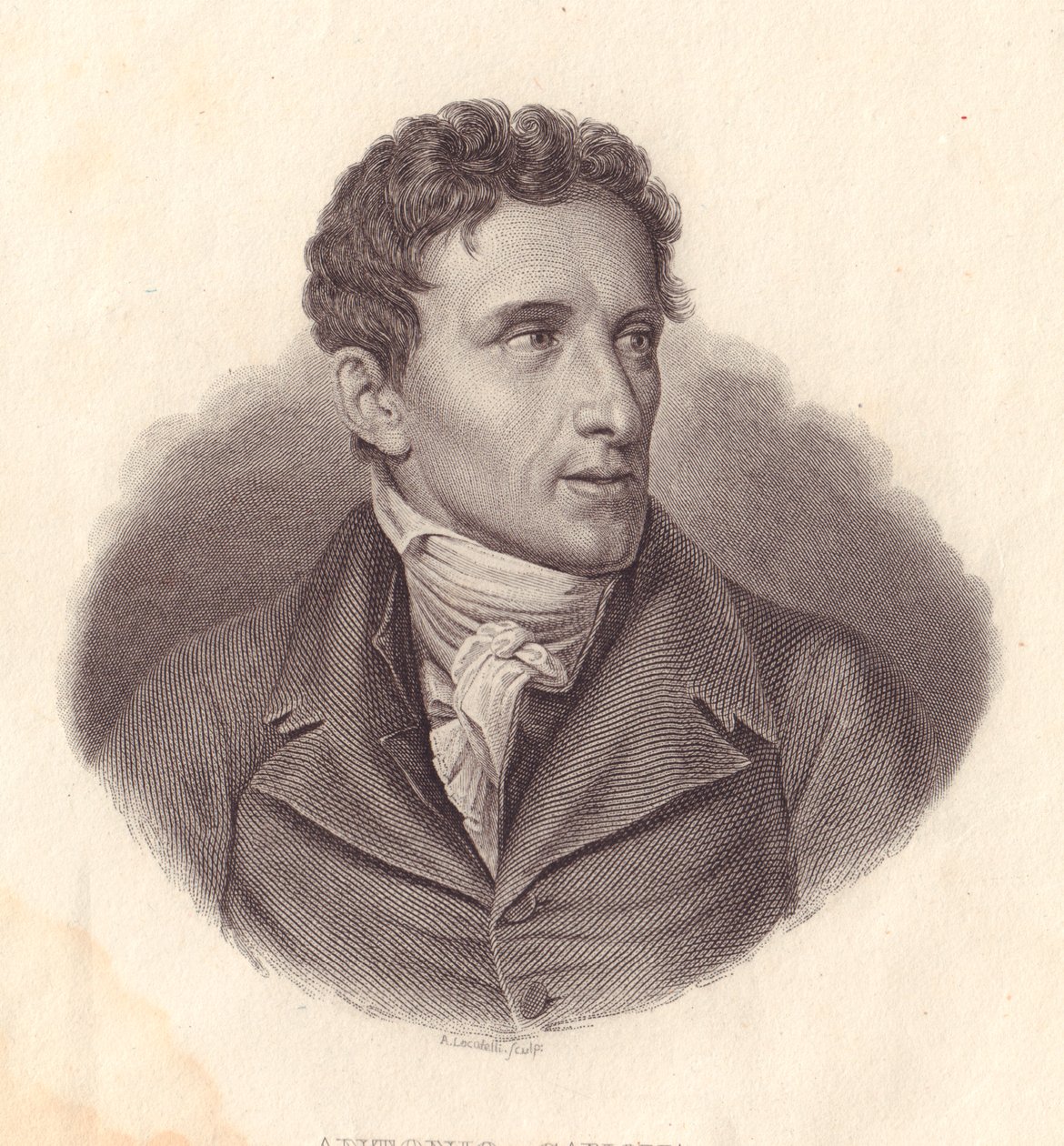 Portrét italského sochaře Antonia Canovy (1757-1822), mědirytina A Locatelliho z malby Giuseppe Bossi od William Walcutt