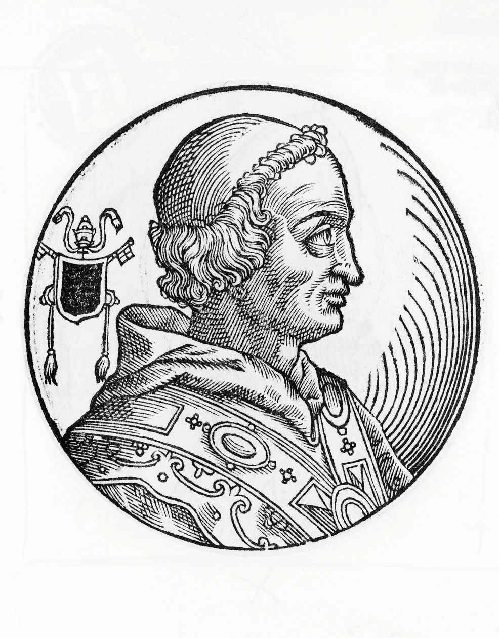 Portrét Jana V. (635-686), 82. papeže katolické církve z roku 685, rytina od William Walcutt