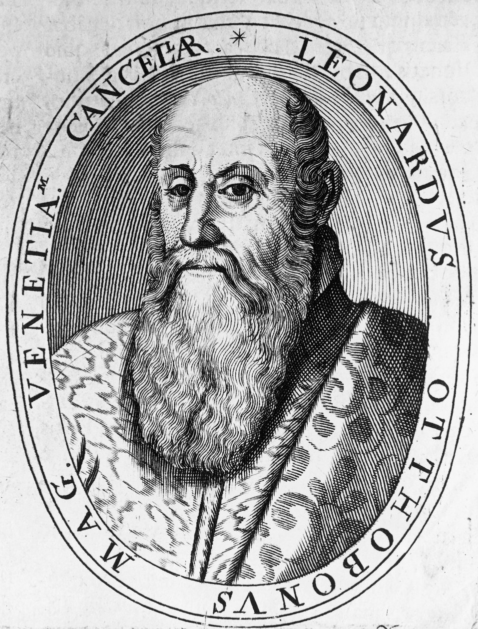 Portrét Leonarda Ottoboniho (16.-17. století), velkého kancléře Benátek, rytina od William Walcutt