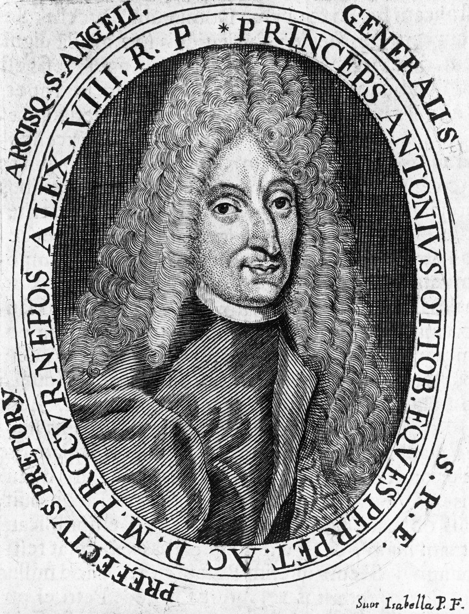 Portrét prince Antonia Ottoboniho (1646-1710), generála papežské armády, rytina od William Walcutt