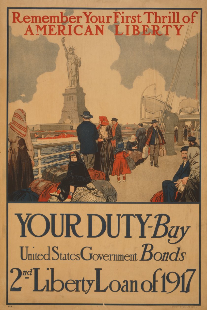 Vzpomeňte si na svůj první Thrill of American Liberty Your Duty, Kupte si vládní dluhopisy Spojených států, 2. půjčka Liberty z roku 1917 od . .