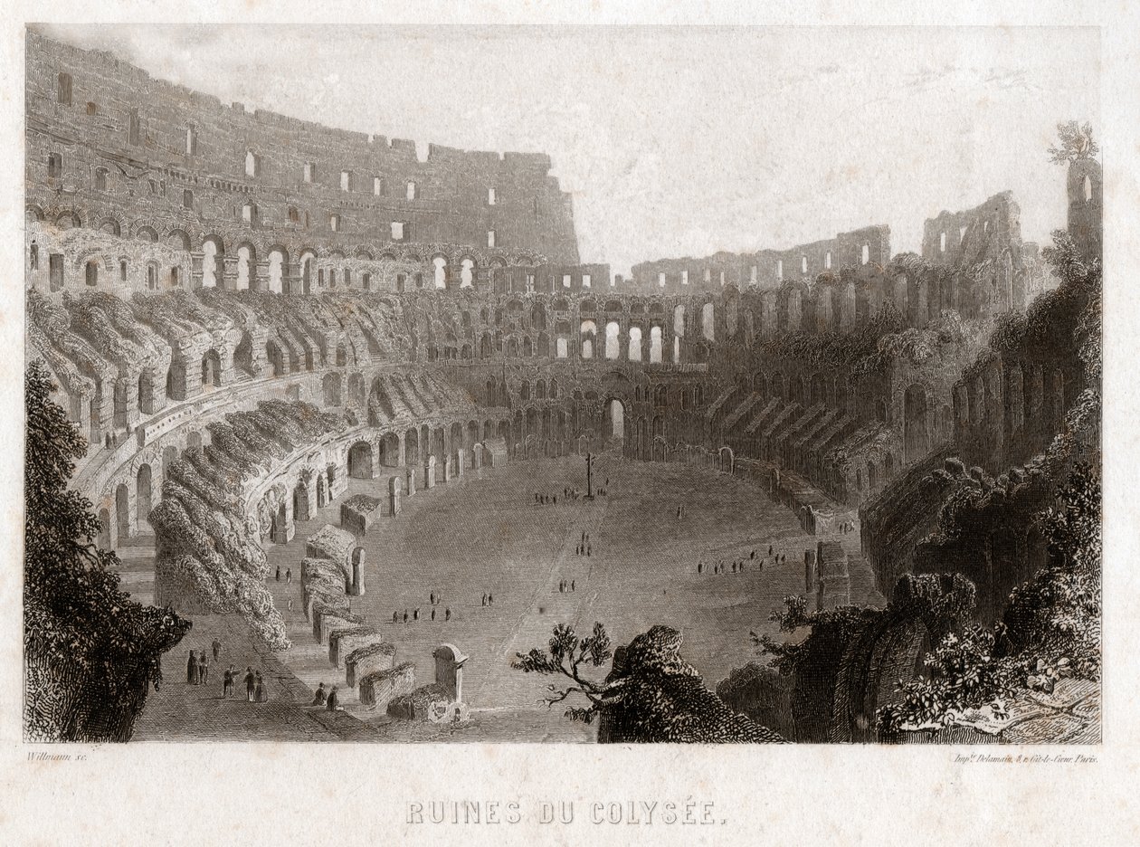 Ruiny Colisee v Římě, circa 1840 (rytina) od . .