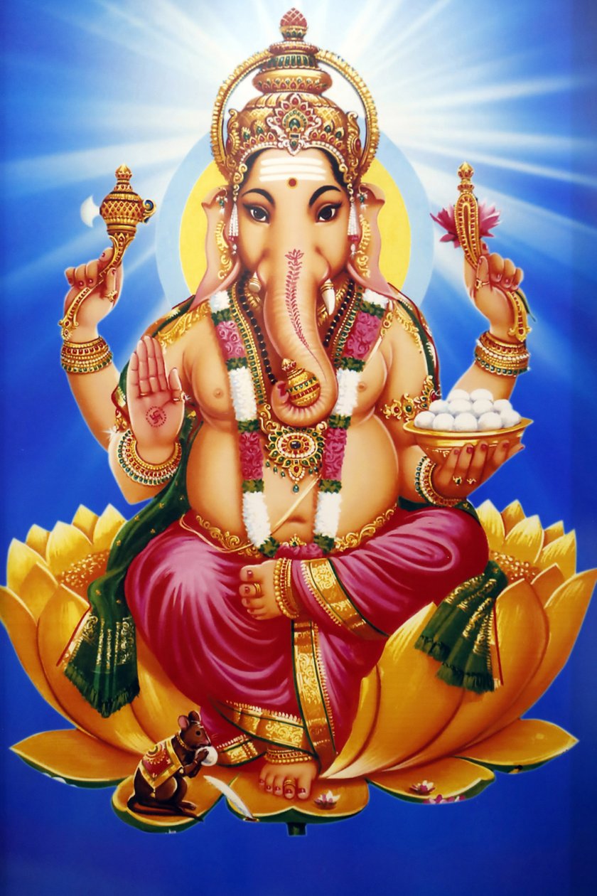 Shiva hinduistický chrám. Ganéša nebo Ganapati: hinduistický bůh v čele se slonem. od . .